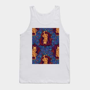 Cute Couch Potato Cat Pattern Tank Top